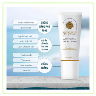 Sunscreen by malia spf50+ pa++++ 50g kem chống nắng vật lý phân tử nước