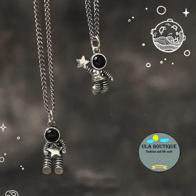 Vòng Cổ Phi Hành Gia cute ULA Shop Vòng cổ đôi Unisex Astronaut Necklace phong cách Hip Hop Hàn Quốc CVC4