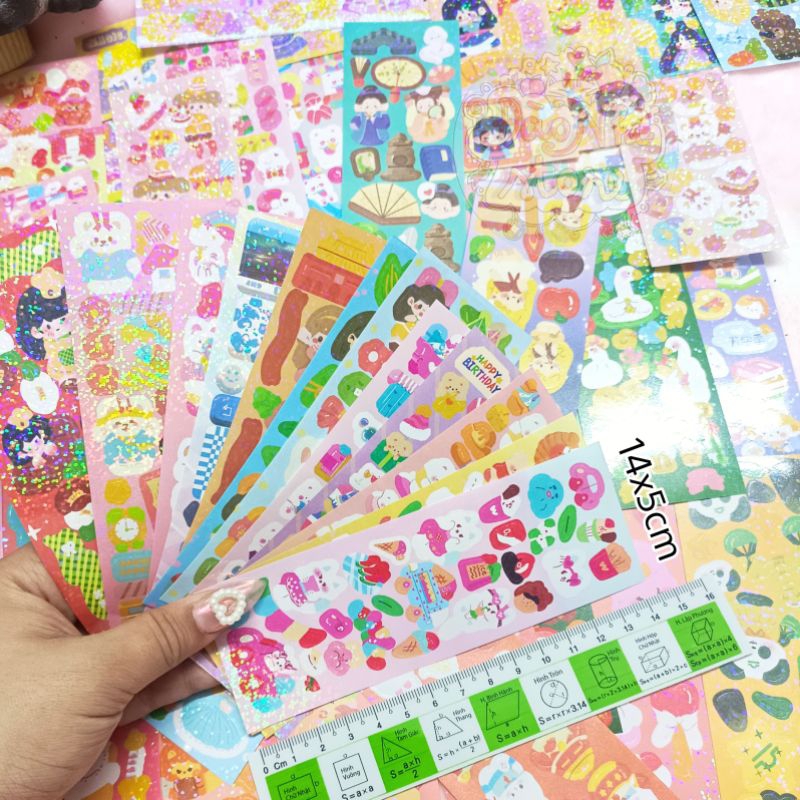 1 tấm sticker 5x14cm trang trí toploader hoặc dán