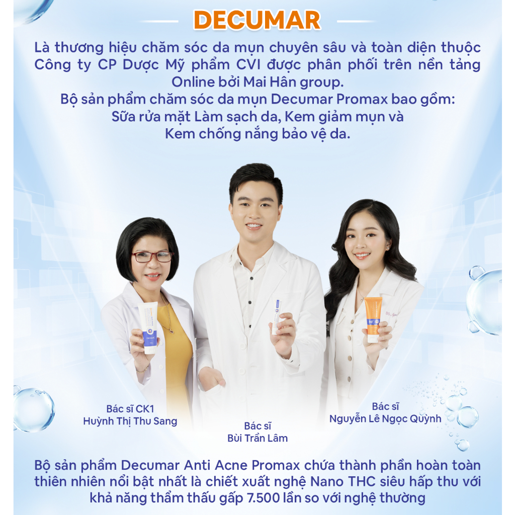 Combo gel giảm mụn mờ thâm Decumar Promax Anti-acne và sữa rửa mặt ngừa mụn - DH Beauty