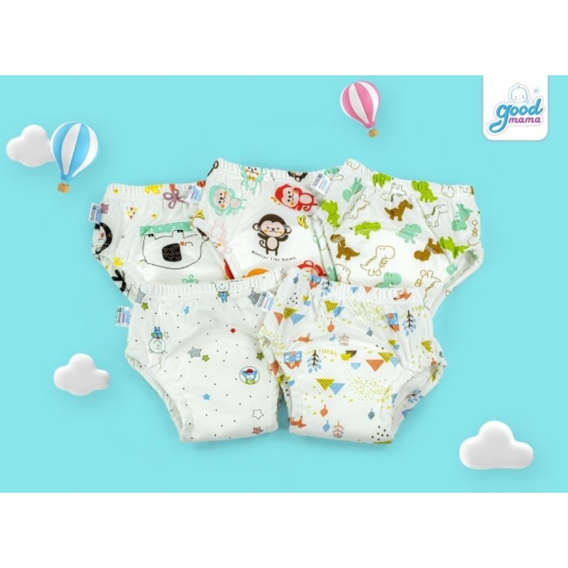 Quần Bỏ Bỉm Goodmama, Quần bỏ bỉm COTTON Việt Nam Thoáng mát Size 80-90-100-110 cho bé 5-17 kg
