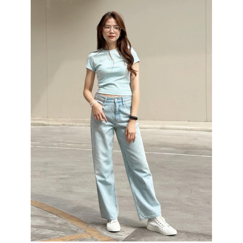 Áo thun croptop Uni qlo cotton mịn mát