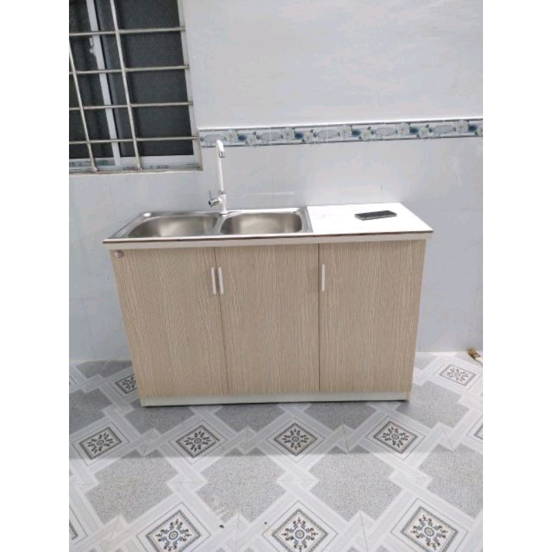 Tủ Bếp Nhựa Đài Loan Mini - 2 Bồn Rửa - Có Dây Cấp Đầy Đủ - Miễn Phí Vận Chuyển