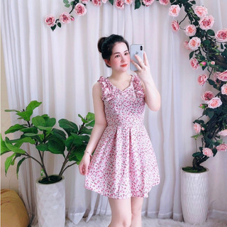 Đầm cổ tim phối bèo cực xinh mặc nhà, dạo phố