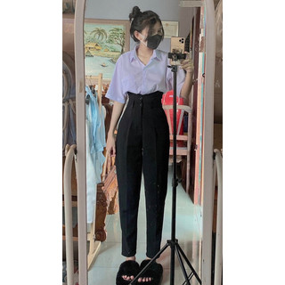 Quần Tây nữ lưng cao, quần vải nữ đi học quần baggy tôn dáng
