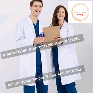 Áo Blue, Blouse Vải cotton lạnh - trắng Bác Sĩ  Dáng Dài gần gối Nam Nữ - Dài tay và cọc - Y Tá, Dược Sĩ, Điều Dưỡng.