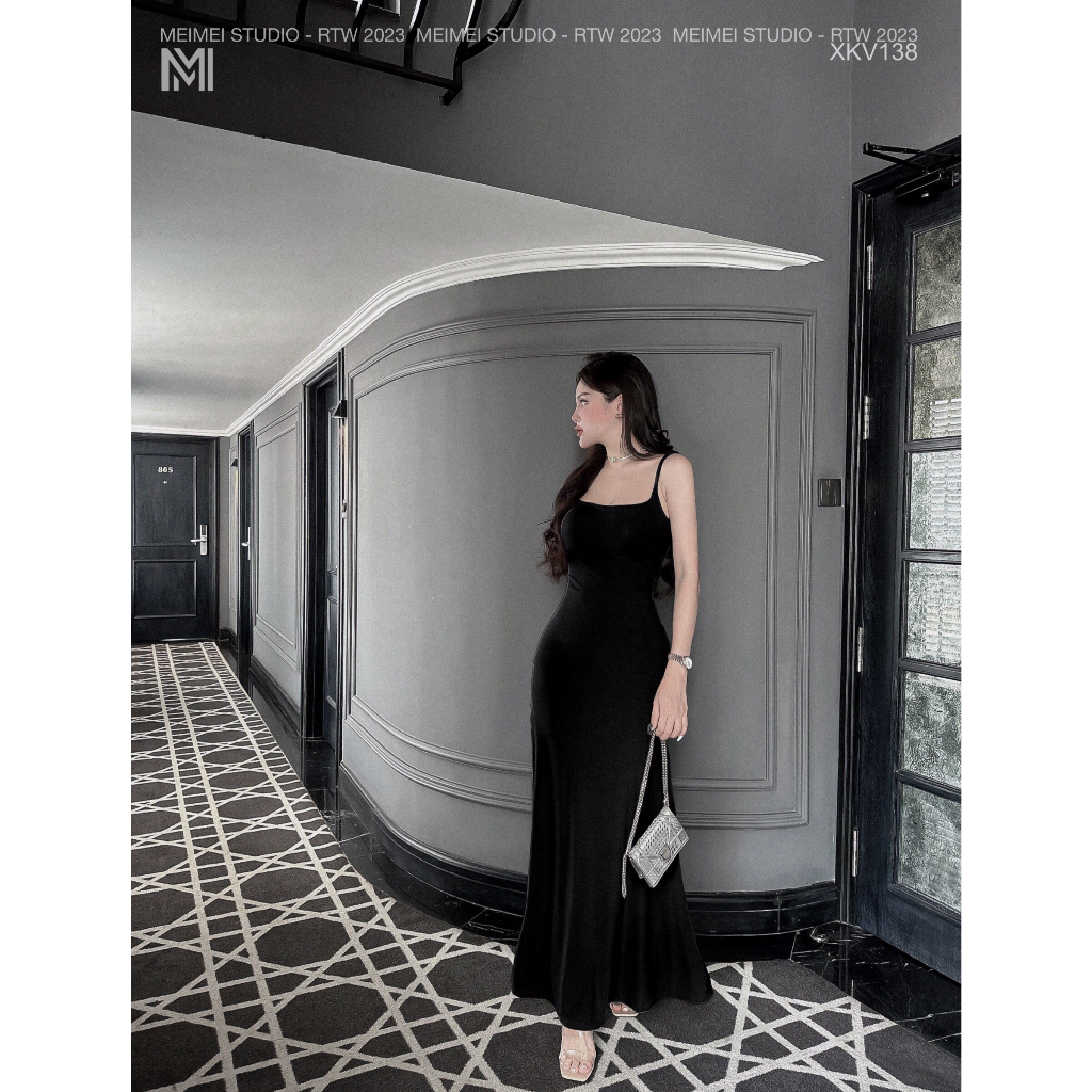 Đầm maxi Cali đan dây hở lưng, váy 2 dây ôm body, vải co giãn thoải mái, mặc đi biển, đi chơi | XKV138 | Meimei Studio