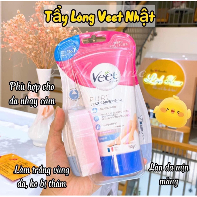 Kem Tẩy lông Veet cho vùng tay,chân và vùng bikini và dưới cánh tay 150G có tặng kèm bông.