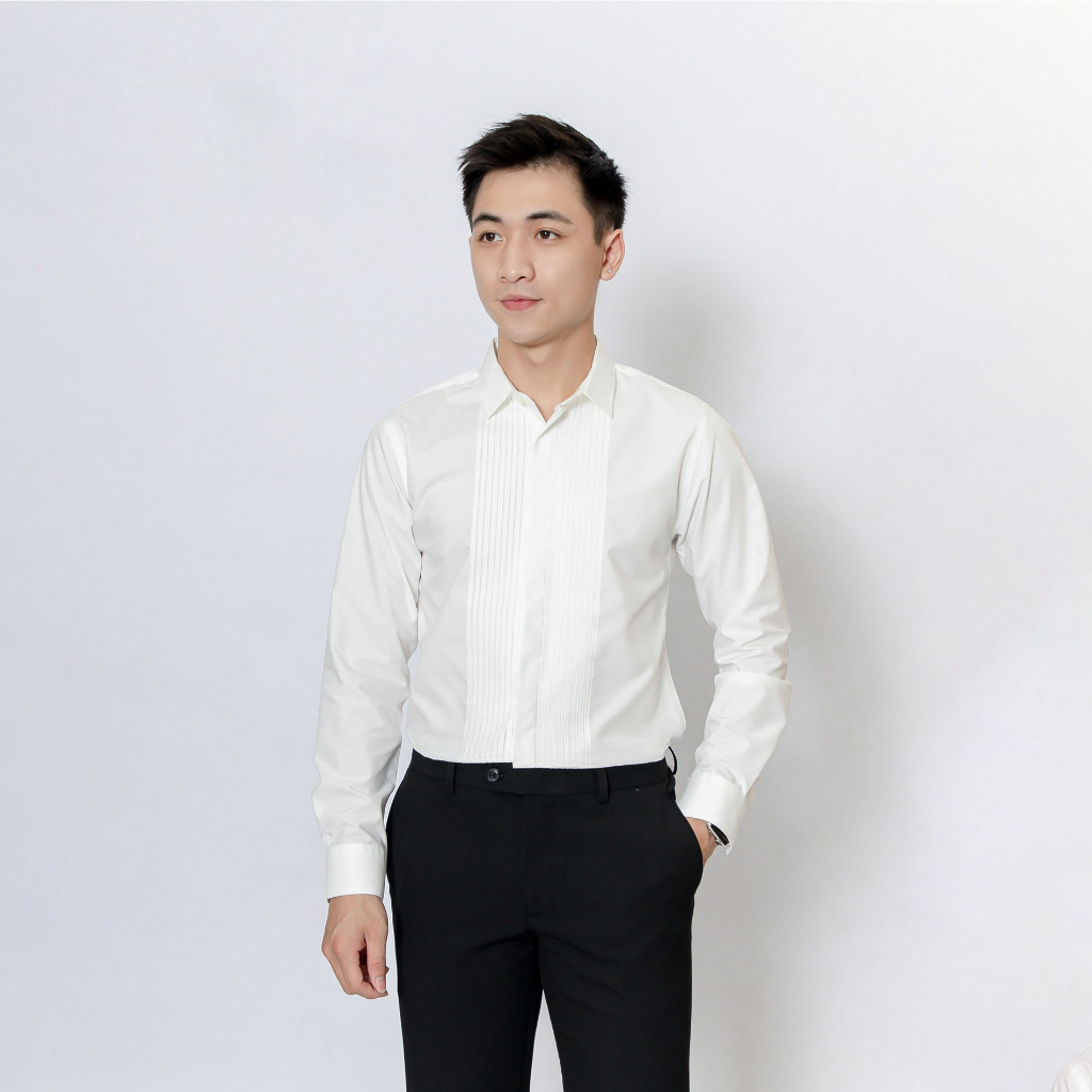Áo Sơ Mi Nam Dài Tay Công Sở Cotton Lụa Xếp Ly Cao Cấp Dày Dặn, Chống Nhăn Qrain