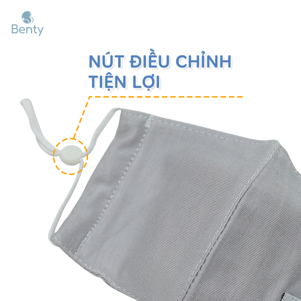 Khẩu trang BENTY cotton mềm mịn an toàn làn da bé, khẩu trang 2 lớp bé trai, bé gái