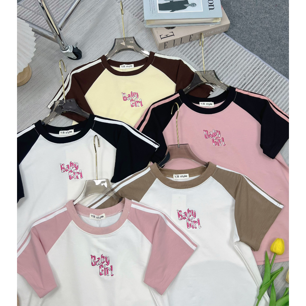 Áo babytee from to phối màu tay in chữ baby girl chất thun mềm thấm hút mồ hôi MUỐI Aobabygirl9101 P13/K17