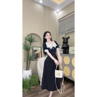 ĐẦM PHỐI NƠ 2 MÀU XINH XẮN SANG CHẢNH - SHOP LINH TRANG BOUTIQUE
