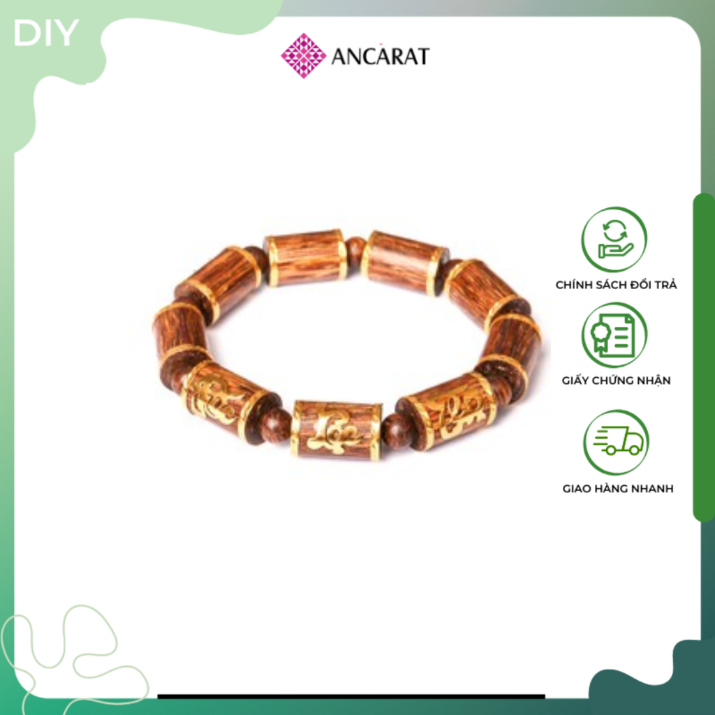 Vòng gỗ trầm bọc vàng phong thủy - Sức khỏe - Bình an - Ancarat