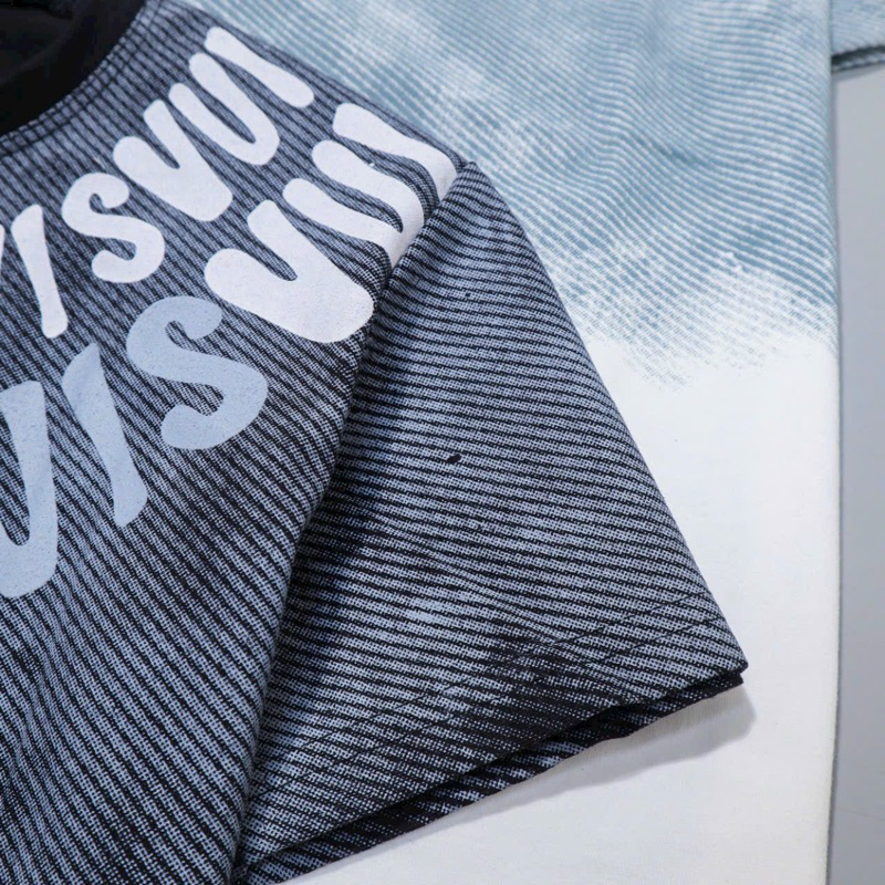 Áo Thun Cotton Nam Nữ Cọc Tay IN CHỮ LOANG KHÓI CTTN