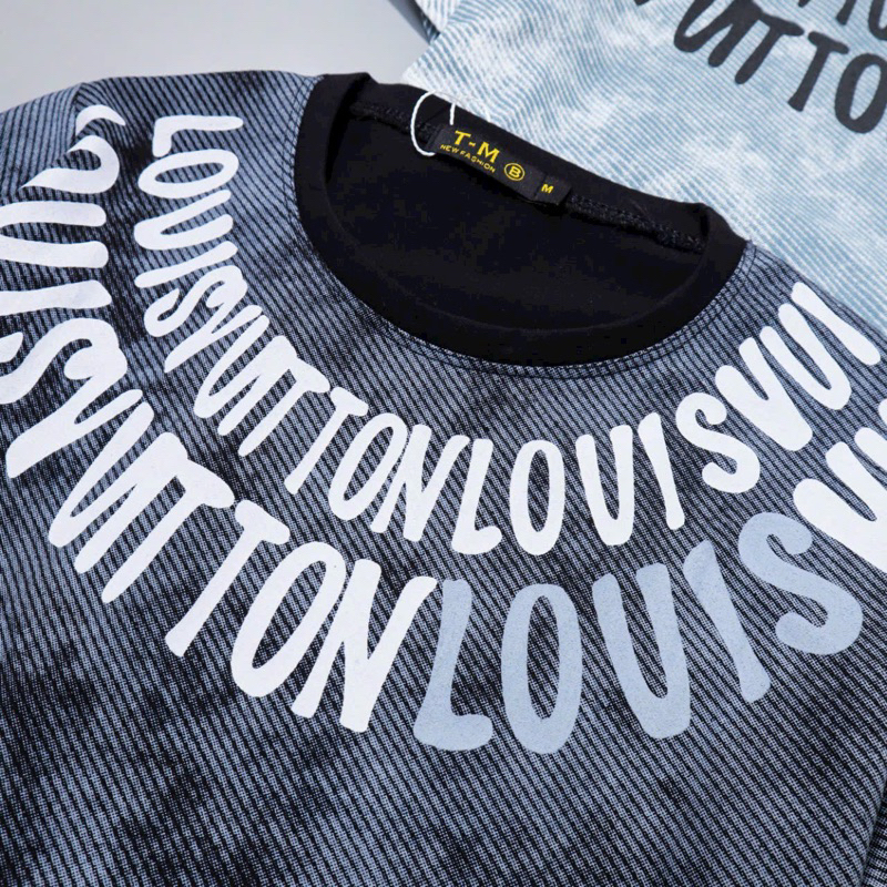 Áo Thun Cotton Nam Nữ Cọc Tay IN CHỮ LOANG KHÓI CTTN