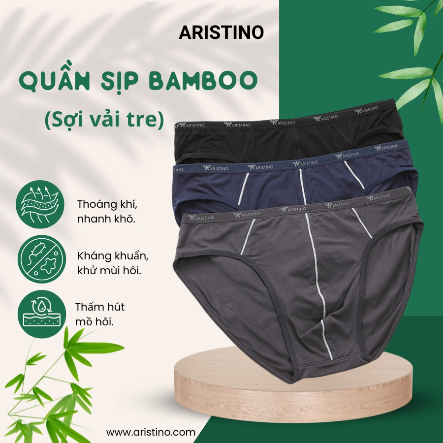 Quần sịp nam ARISTINO AC06 sợi tre quần lót nam BAMBOO cao cấp cạp nhỏ co giãn 4 chiều thoáng khí thấm hút tốt