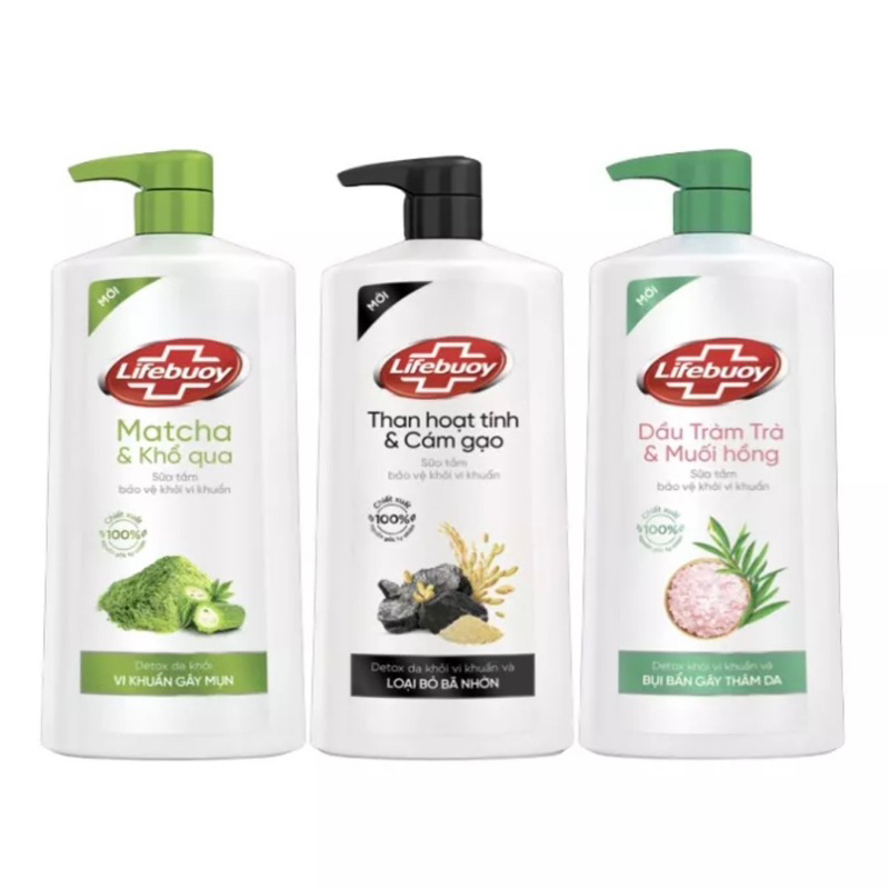 Sữa Tắm Lifebouy Than Hoạt Tính/ Tràm Trà/ Khổ Qua 800g