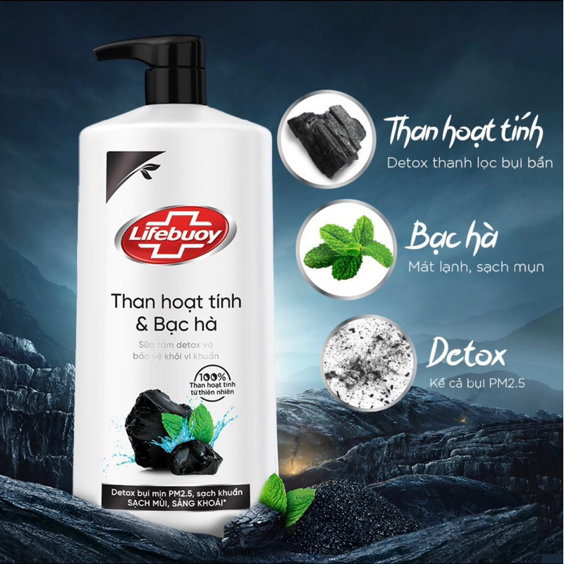 Sữa Tắm Lifebouy Than Hoạt Tính/ Tràm Trà/ Khổ Qua 800g