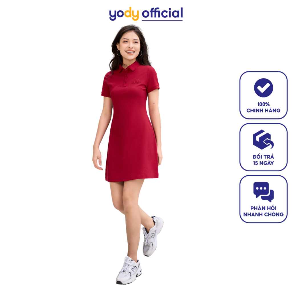 Váy thun polo nữ YODY cộc tay có cổ chất liệu cotton mềm mại thoải mái - VPN5004