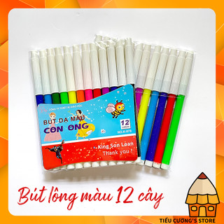 🖍 Bút lông màu Con Ong 12 màu, bút dạ màu tô vẽ thông dụng