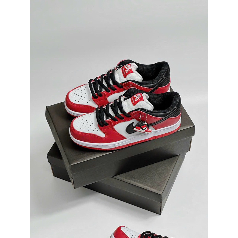 Giày SB Dunk Low Chicago đỏ, Giày SB Dunk Low J-Pack Chicago, Sb dunk trắng đỏ đen nam ảnh thật