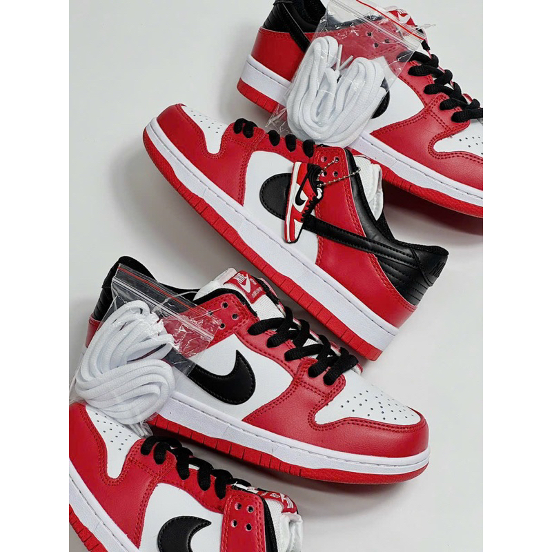 Giày SB Dunk Low Chicago đỏ, Giày SB Dunk Low J-Pack Chicago, Sb dunk trắng đỏ đen nam ảnh thật