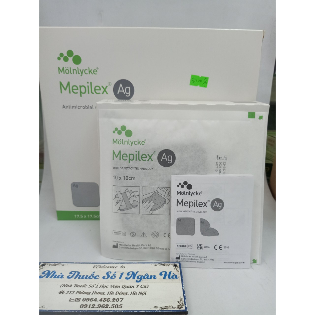Băng vết thương Mepilex Ag kháng khuẩn ( miếng nhỏ 10 x 10)
