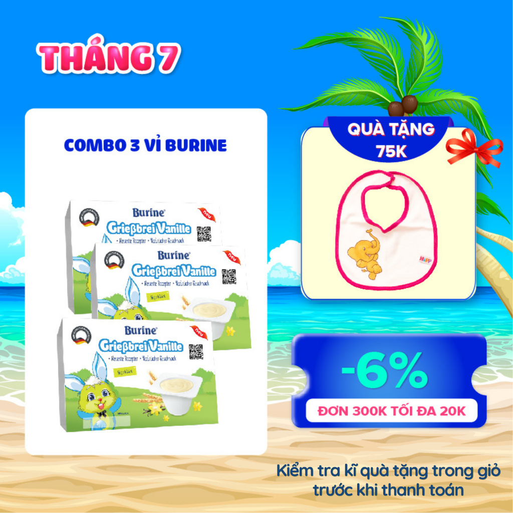 Combo 3 Vỉ Cháo Sữa Ăn Dặm BURINE Vị Vani Giàu Đạm Thơm Ngon Bổ Sung Năng Lượng Và Vitamin
