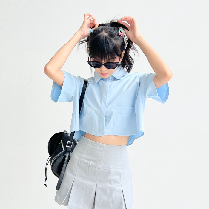 Áo Sơ Mi Nữ Croptop Form Rộng Có Túi Trước Xinh Xắn TIỆM ĐỒ THÁNG 4 JIMMY SHIRT