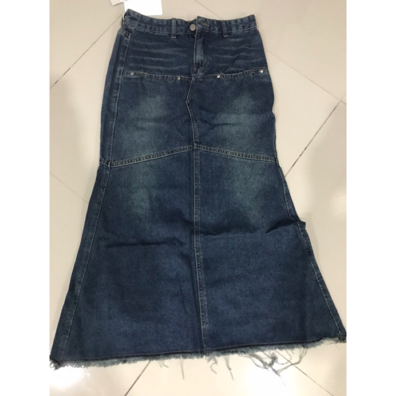 Chân váy bò dài, chân váy jean mài loang sexy