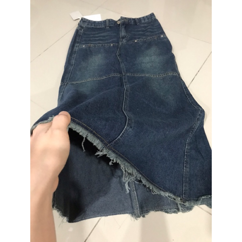 Chân váy bò dài, chân váy jean mài loang sexy