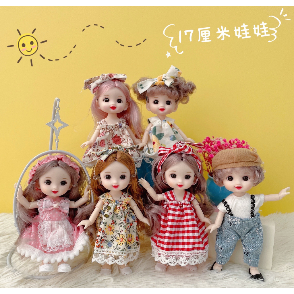 Búp bê, Đồ chơi búp bê 23 khớp xinh xắn cao 17cm dễ dàng cử động, đồ chơi dễ thương cho bé gái