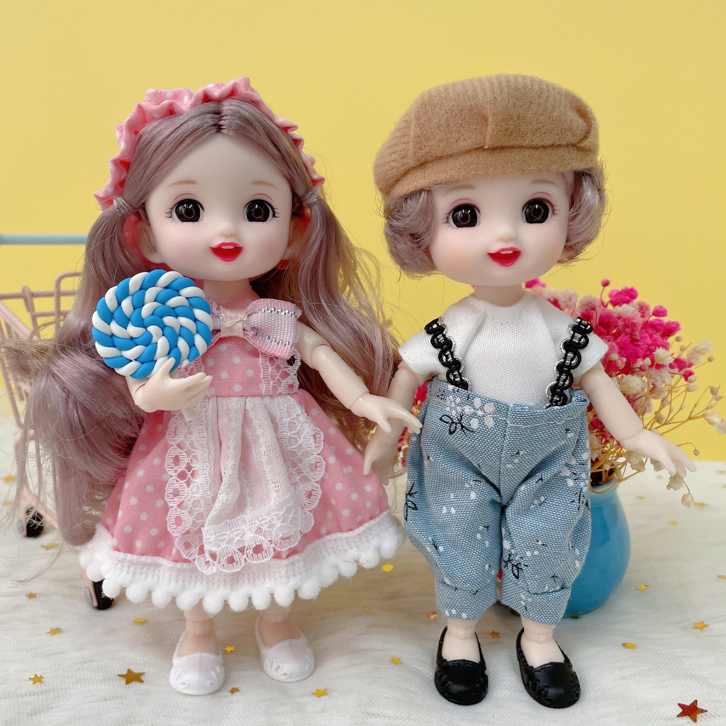 Búp bê, Đồ chơi búp bê 23 khớp xinh xắn cao 17cm dễ dàng cử động, đồ chơi dễ thương cho bé gái