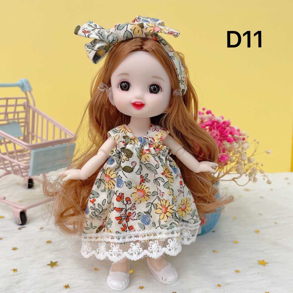 Búp bê, Đồ chơi búp bê 23 khớp xinh xắn cao 17cm dễ dàng cử động, đồ chơi dễ thương cho bé gái
