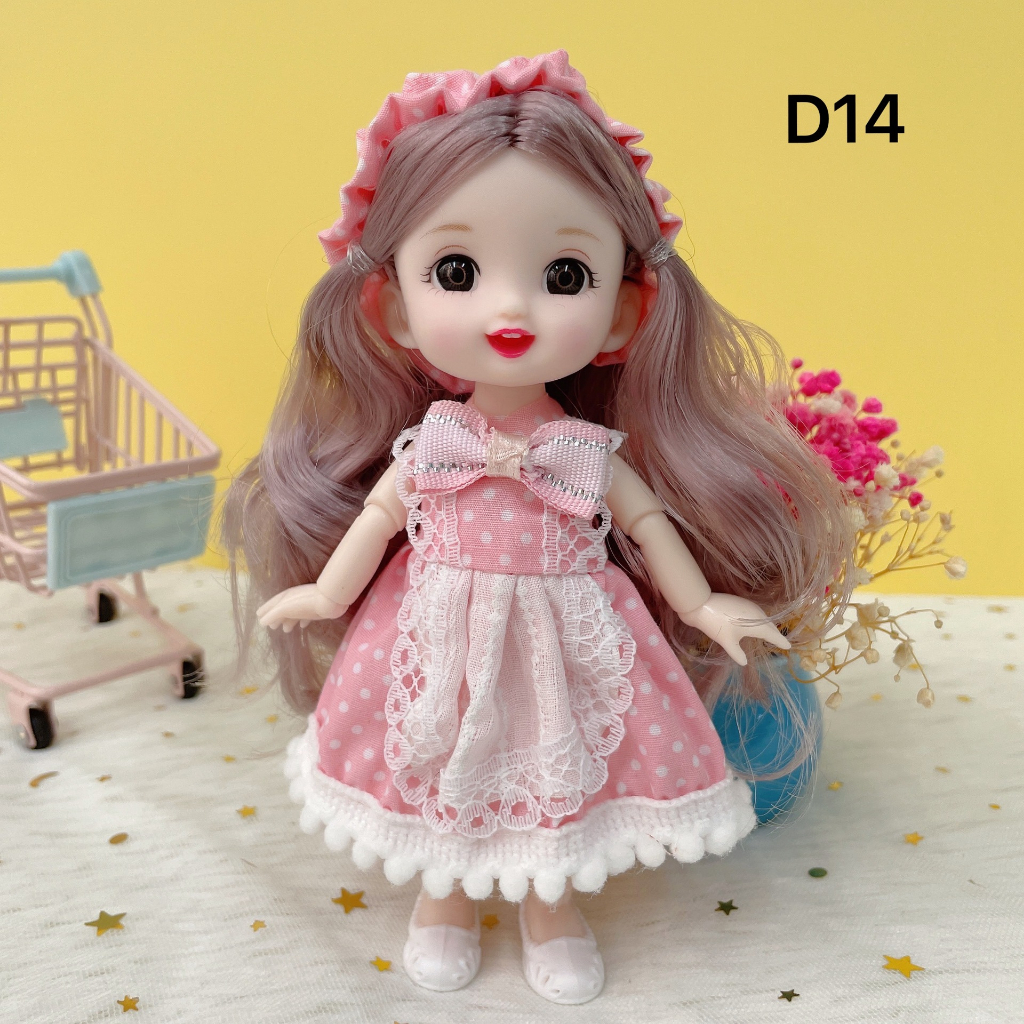 Búp bê, Đồ chơi búp bê 23 khớp xinh xắn cao 17cm dễ dàng cử động, đồ chơi dễ thương cho bé gái