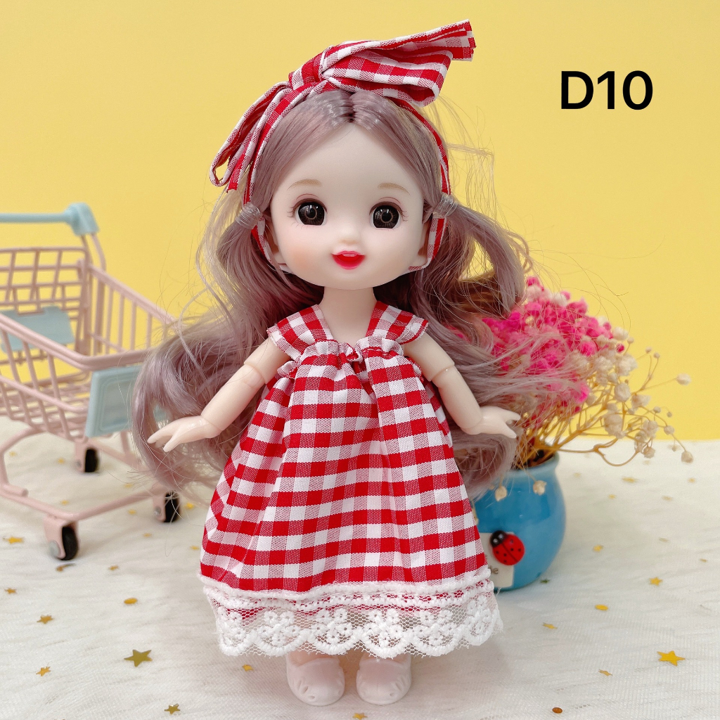 Búp bê, Đồ chơi búp bê 23 khớp xinh xắn cao 17cm dễ dàng cử động, đồ chơi dễ thương cho bé gái