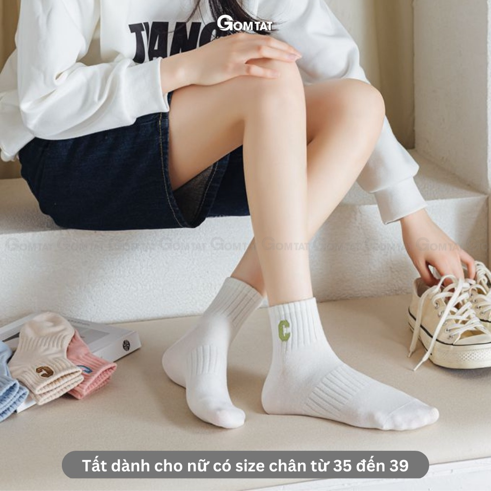 Tất vớ nữ cổ ngắn cao cấp HeeS mẫu chữ C, chất liệu cotton mềm mại, thấm hút, thoáng khí - PO-CONGAN-C-3014-1DOI