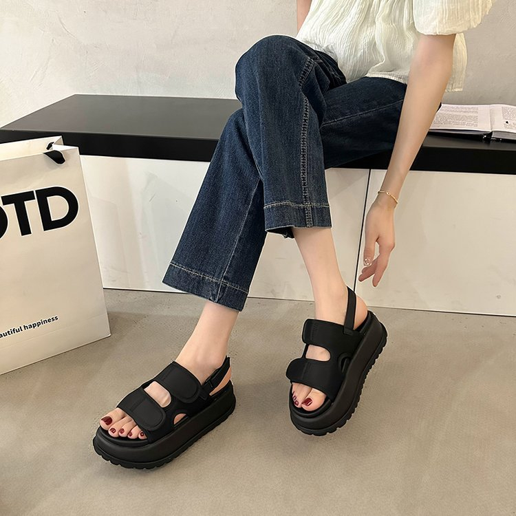 Dép sandal quai hậu nữ đế cao 7Black thời trang phong cách ulzzang nịnh chân