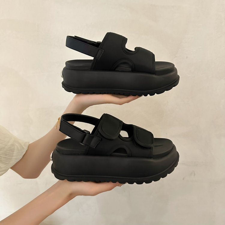 Dép sandal quai hậu nữ đế cao 7Black thời trang phong cách ulzzang nịnh chân