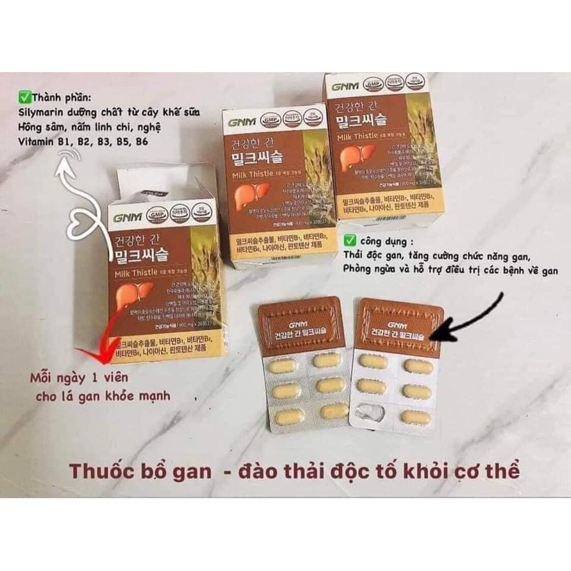 Bổ Gan GNM Natural MilkThistle Hàn Quốc 500mg 30v