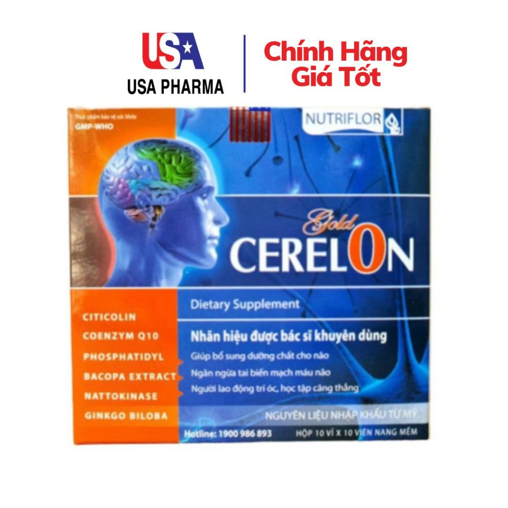 Hoạt huyết dưỡng não CERELON GOLD Giúp tăng cường trí nhớ, giảm mệt mỏi - Hộp 100 viên
