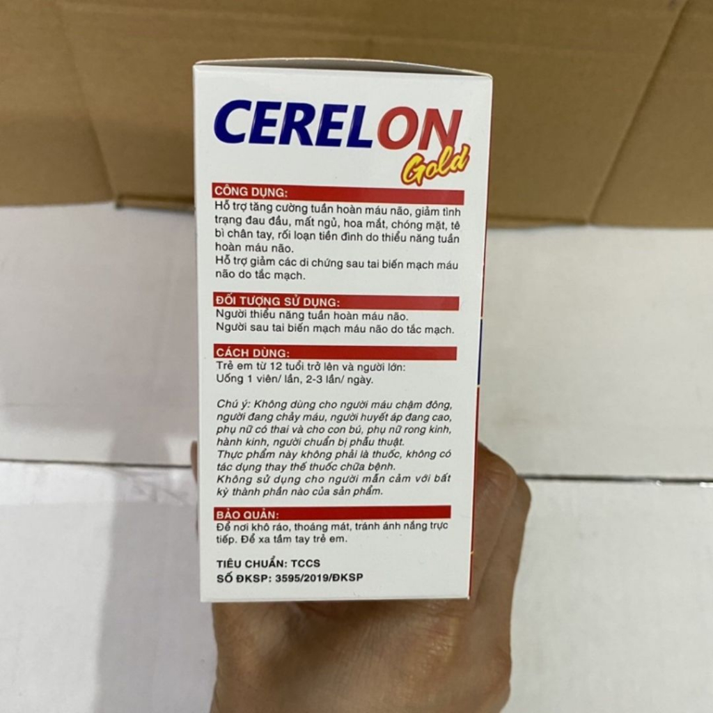 Viên uống hoạt huyết dưỡng não Cerelon Gold Citicolin Coenzym Q10 Giảm đau nửa đầu, hoa mắt, chóng mặt - Hộp 100 viên