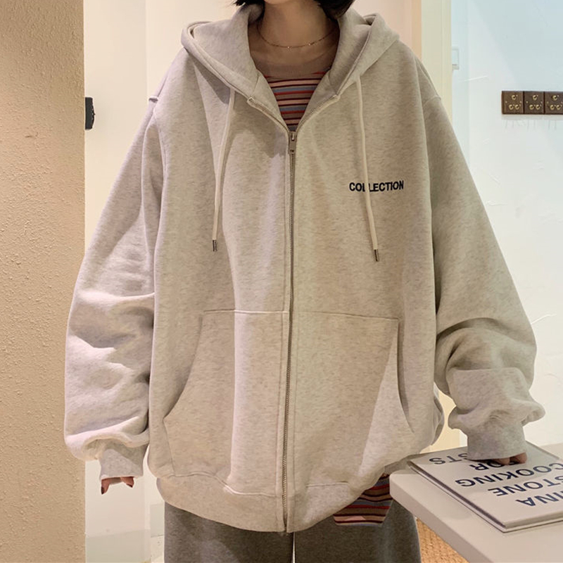 [Áo khoác nữ form rộng] hoodie zip, áo hoodie nữ khoác ngoài kéo khóa zip chống nắnghàn quốc unisex 2023 collection