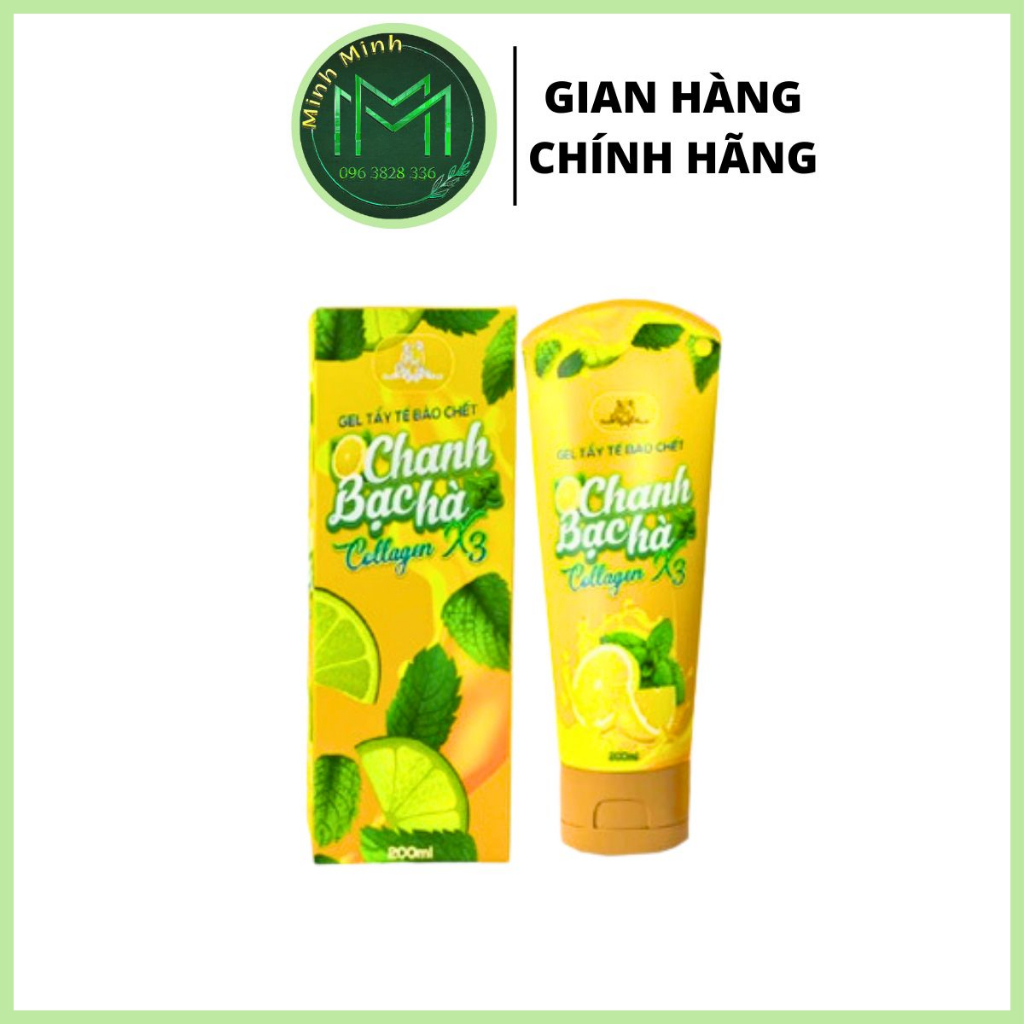 Gel Tẩy Tế Bào Chết Mặt và Cơ Thể Collagen X3 Chanh Bạc Hà Mỹ Phẩm Đông Anh