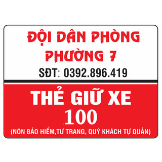 150 THẺ GIỮ XE IN HOÀN THIỆN NỘI DUNG THEO YÊU CẦU