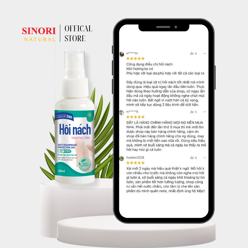 Xịt Khử Mùi Hôi Nách SINORI, Ngăn Ngừa Mồ Hôi, Làm Sáng Da, Mờ Thâm, Lưu Hương 24h, Hàng Chính Hãng 30ml