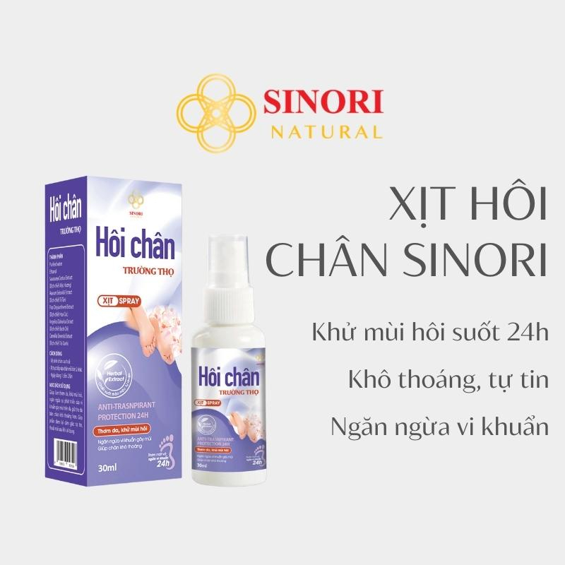 Xịt Khử Mùi Hôi Chân SINORI, Hạn Chế Mồ Hôi, Kháng Khuẩn Mát Lạnh, Lưu Hương 24h, Hàng Chính Hãng 30ml