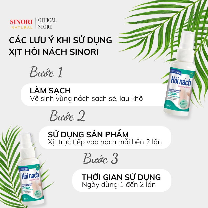 Xịt Khử Mùi Hôi Nách SINORI, Ngăn Ngừa Mồ Hôi, Làm Sáng Da, Mờ Thâm, Lưu Hương 24h, Hàng Chính Hãng 30ml