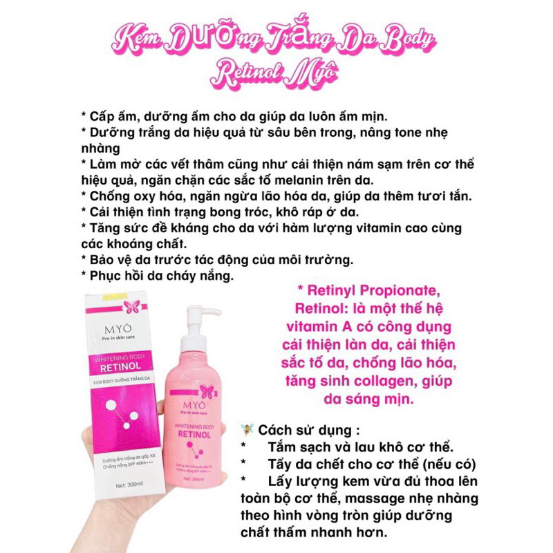KEM DƯỠNG TRẮNG DA BODY RETINOL MYÔ