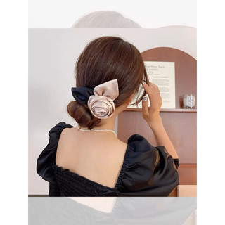 Kẹp tóc hoa hồng cuộn handmade - khung kẹp bấm (kẹp mái- kẹp nửa tóc)